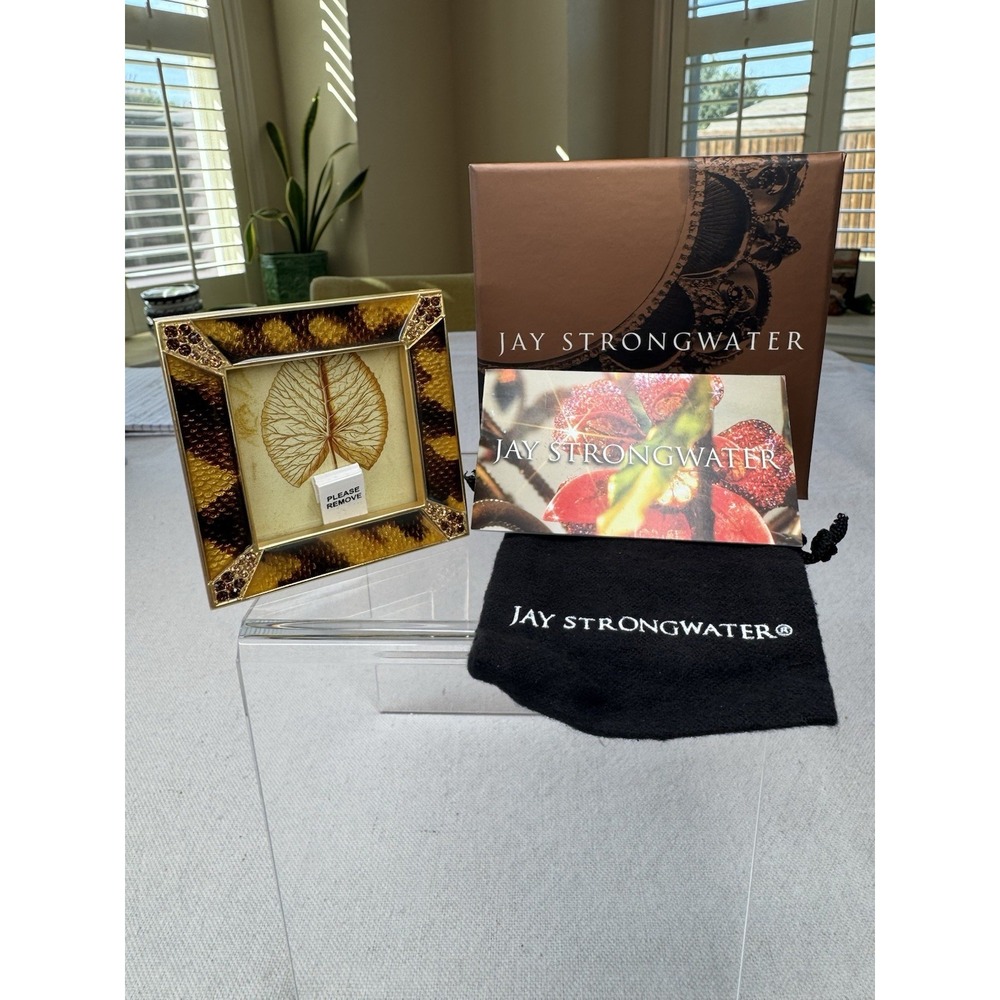 Jay Strongwater Leland Tortoise Enamel Swarovski Crystal Photo Frame 2.75"